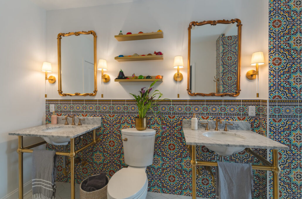 2 Console vanity Moroccan Hammam Style Bathroom Remodel 6 1