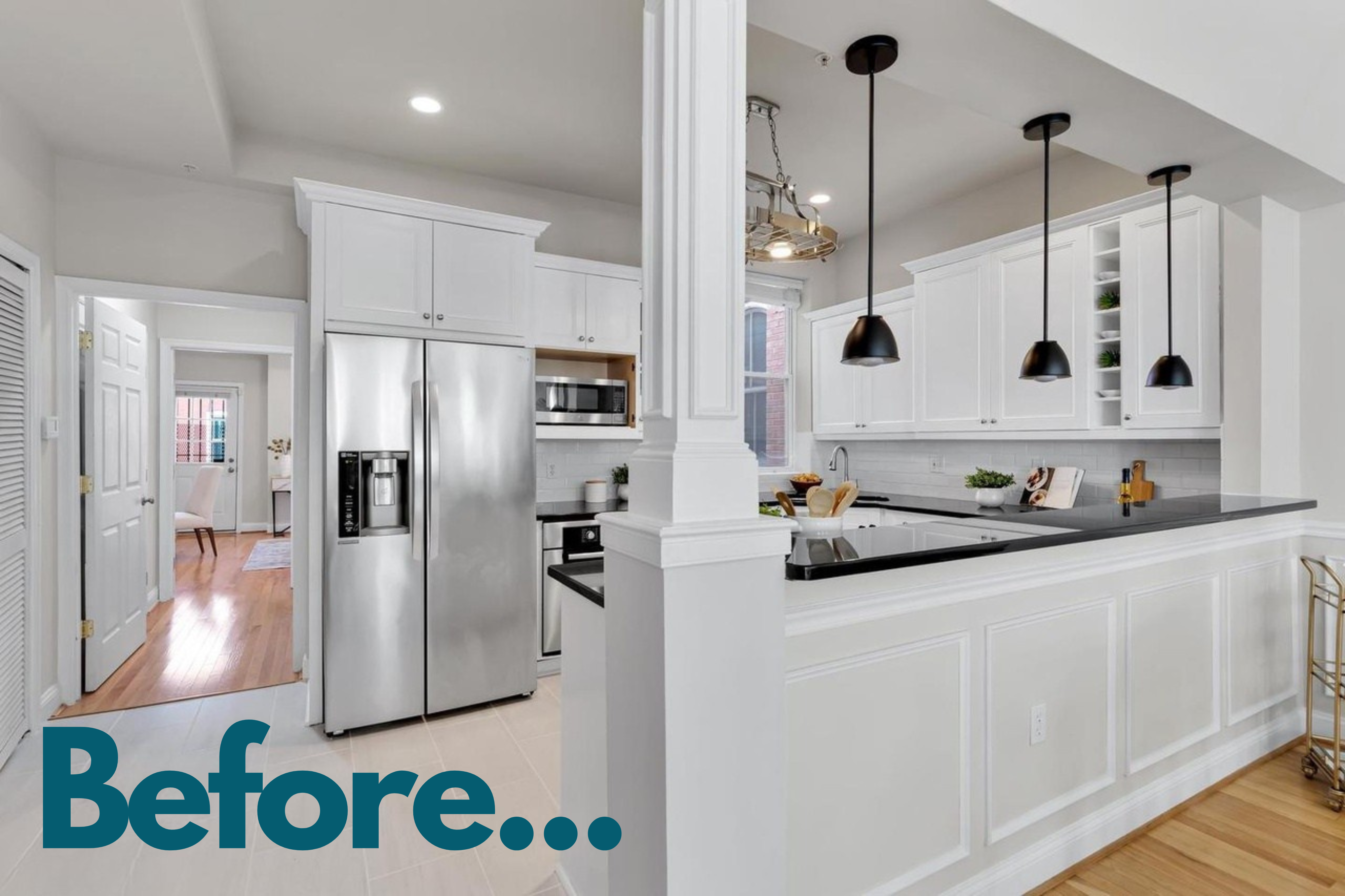 Original kitchen layout with outdated cabinetry and closed-off floor plan prior to Hammer Design Build Remodel renovation in Washington DC