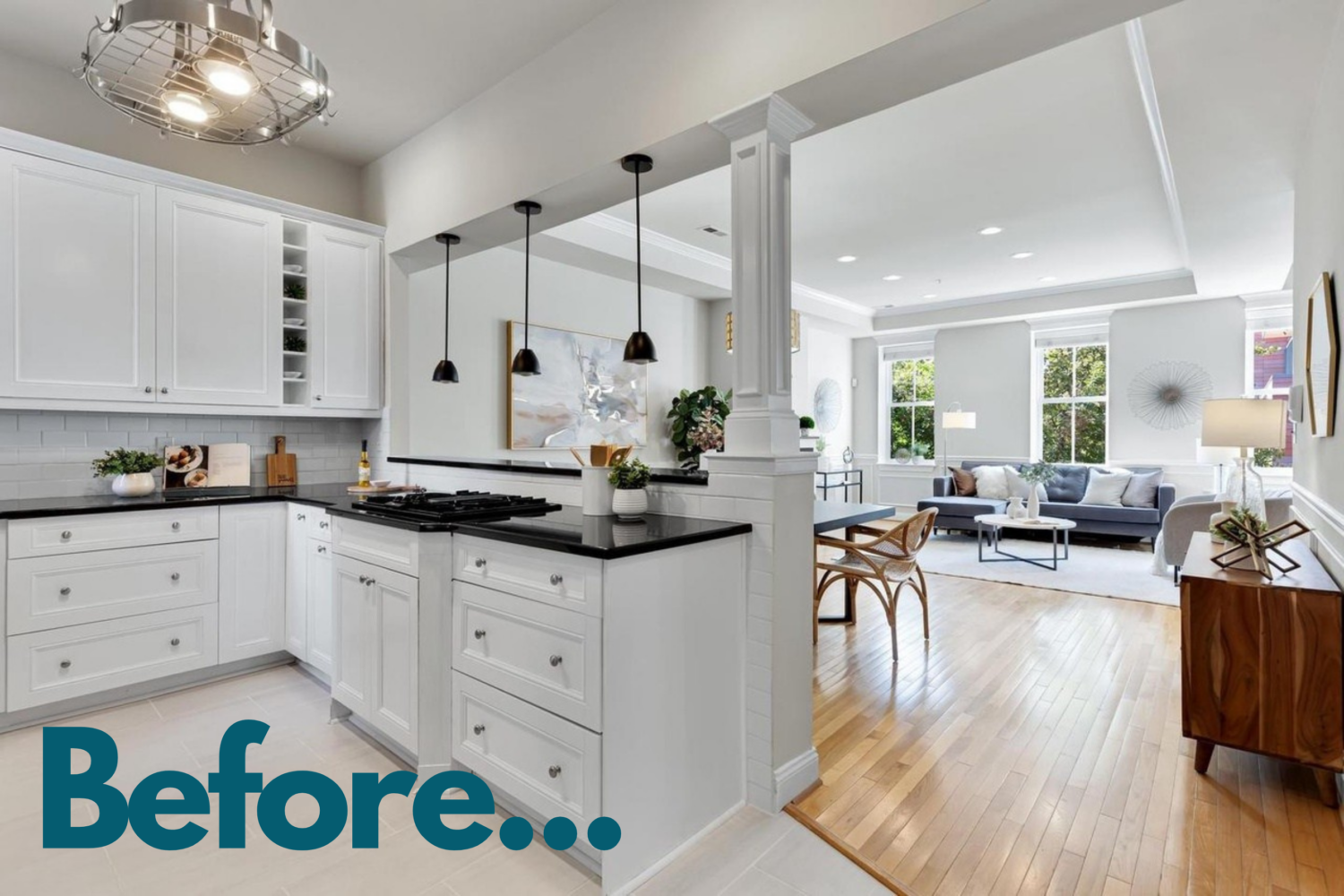 Original kitchen and dining room layout with dividing wall, for a closed-off floor plan prior to Hammer Design Build Remodel renovation in Washington DC